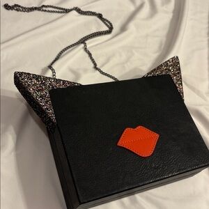 Simitri Statement Clutch Bag Glitter Cat Lips